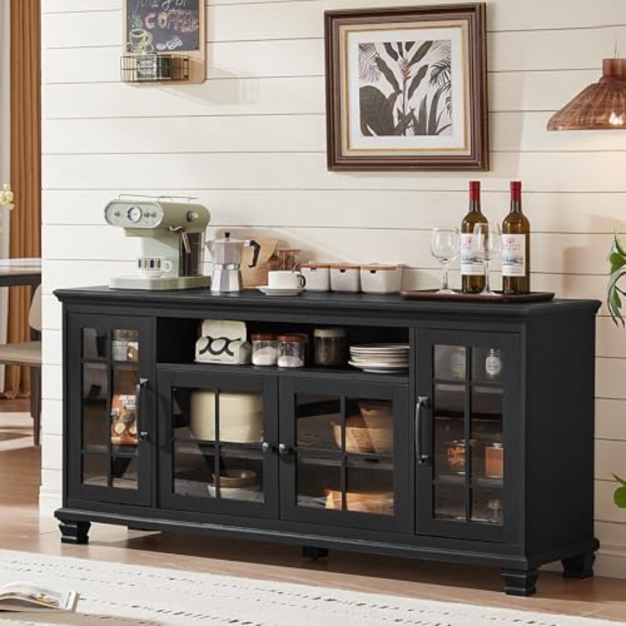 Glass Door Hinge - 60-inch sideboard buffet met glazen deuren
